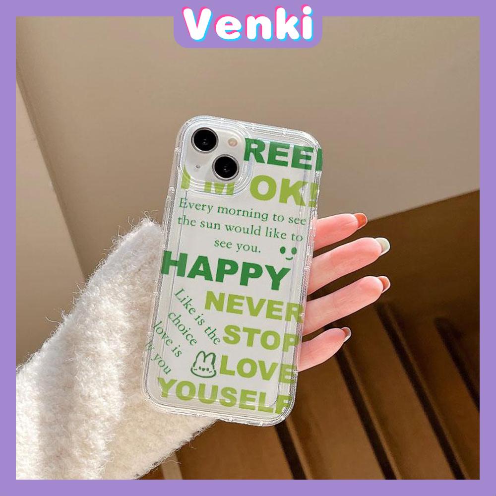 VENKI - For iPhone 11 Case Clear Phone Case TPU Soft Case Airbag Shockproof Protection Camera Fun Green English Compatible with iPhone 14 13 Pro Max iPhone 12 Pro Max XR XS 7 8Plus