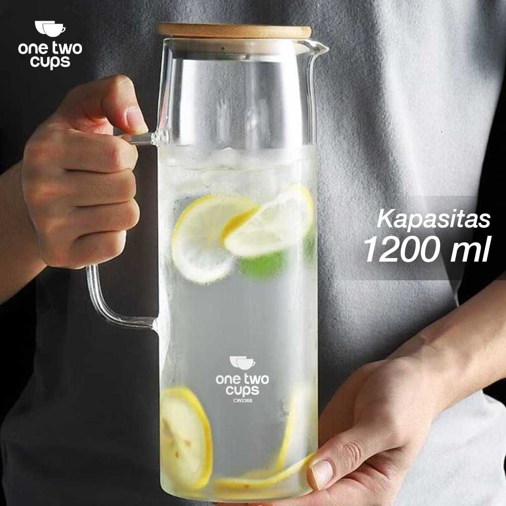 One Two Cups Teko Kaca Teh Pitcher Borosilicate Glass 1.2L - CW2366