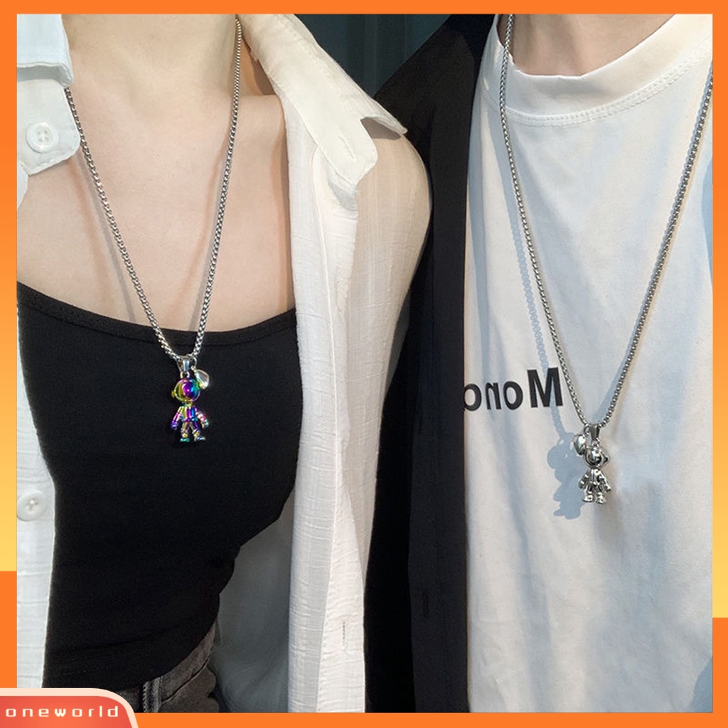 [ONE] 2 Pcs Permukaan Halus Pengerjaan Indah Pasangan Kalung Kreatif Desain Ruang Astronot ic Gesper Persahabatan Kalung Perhiasan Aksesori