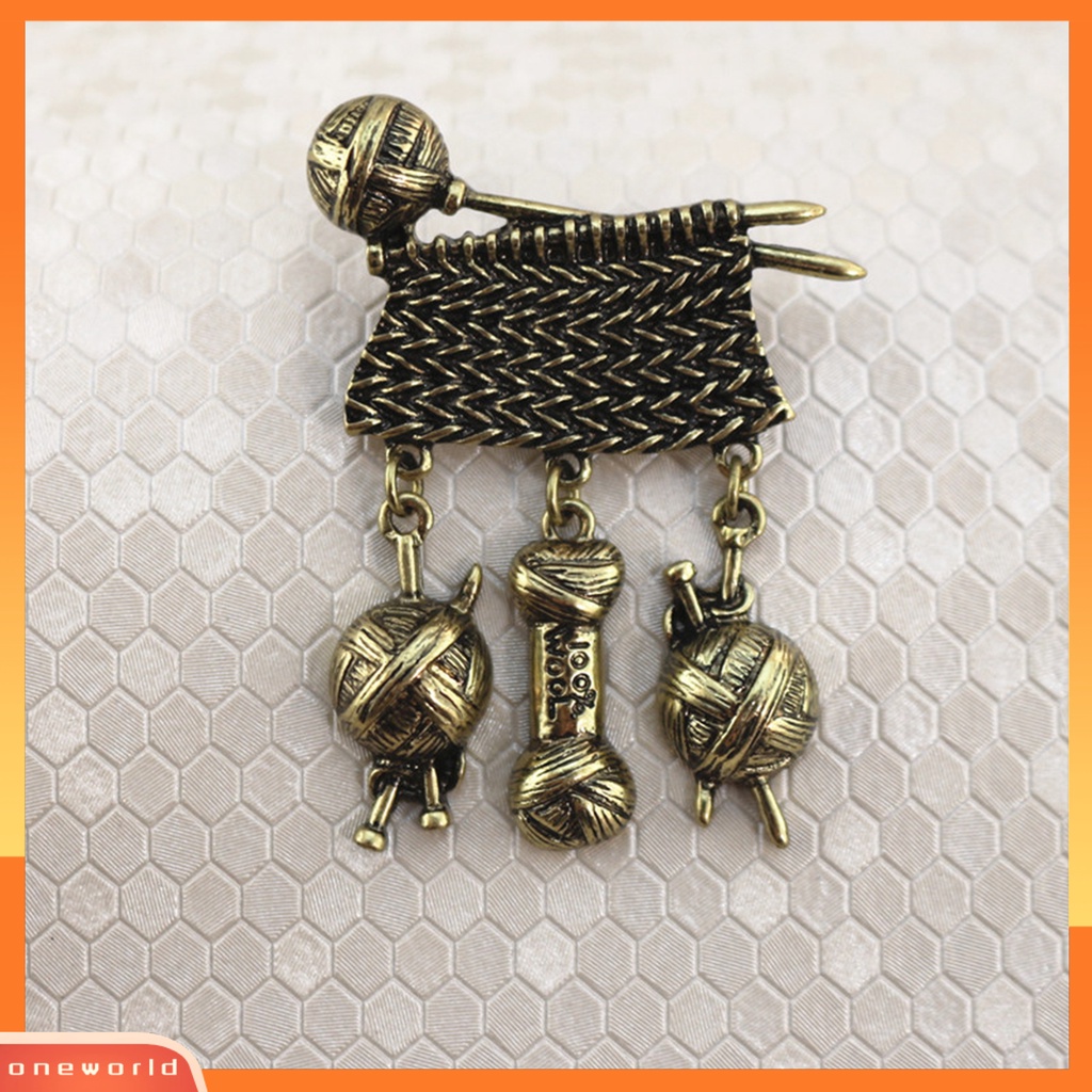 [ONE] Bros Pin Halus Indah Paduan Vintage Rajutan Wol Bentuk Bros Lencana Aksesoris Pakaian
