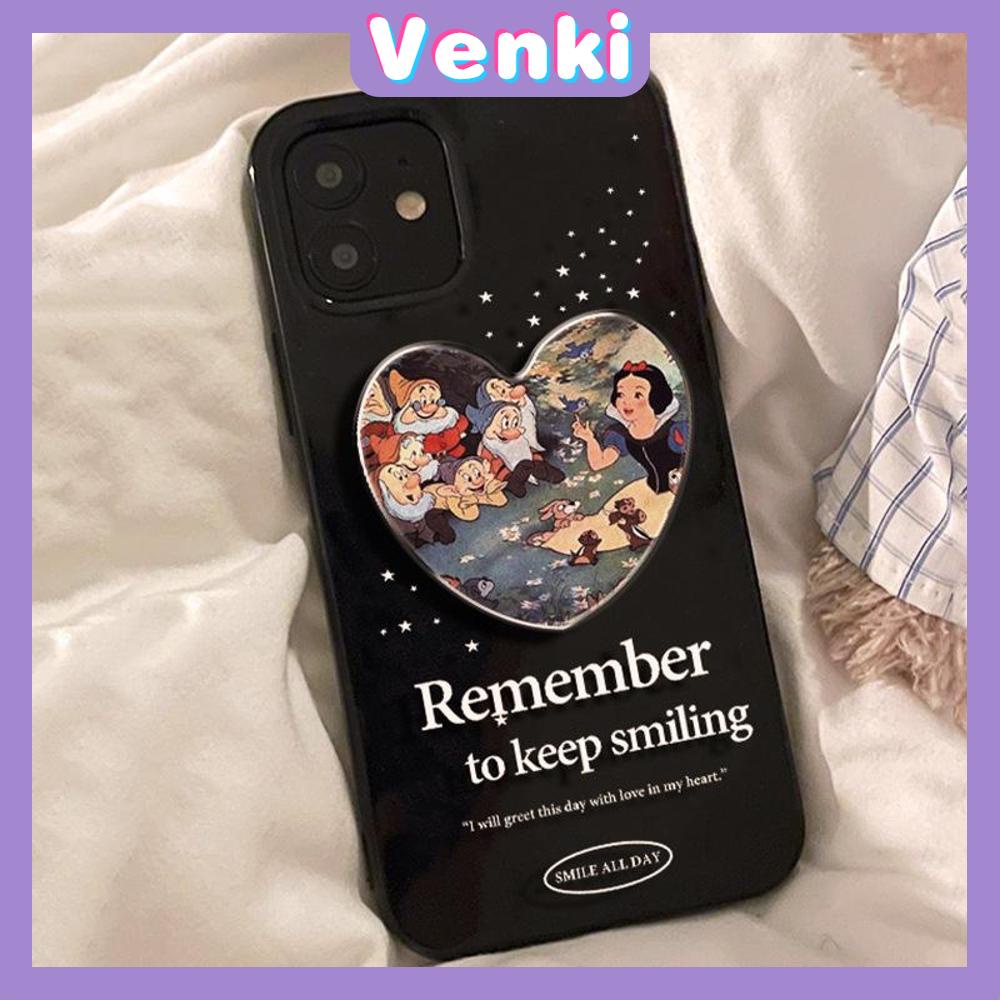 VENKI - Untuk iPhone 11 iPhone Case Hitam Glossy TPU Soft Case Shockproof Pelindung Kamera Karakter Kartun Lucu Kompatibel dengan iPhone 14 13 Pro max 12 Pro Max xr xs max 7 8Plus