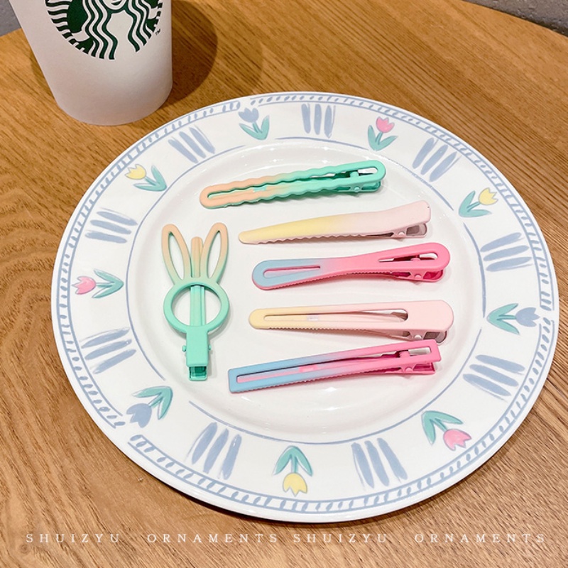 3buah Klip Rambut Duckbill Warna Gradien Anak-Anak Mode Sisi Lucu Poni Hair Clip