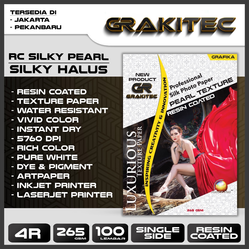Kertas Foto 4R / 5R Doff Silky Texture Kulit Jeruk 100 Lembar Professional Silky, RC Glossy Photo Paper, Motif Pearl, Canvas, Satin / Luster Resin Coated