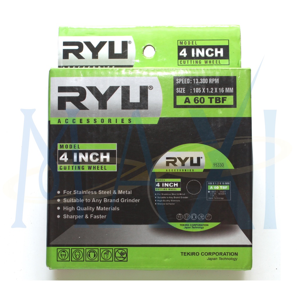 MAXITOOLS - Tekiro RYU Cutting Wheel 4" x 1.2 mm - Batu Gurinda potong 4 Inch x 1.2 mm / 20 Pcs (1 P
