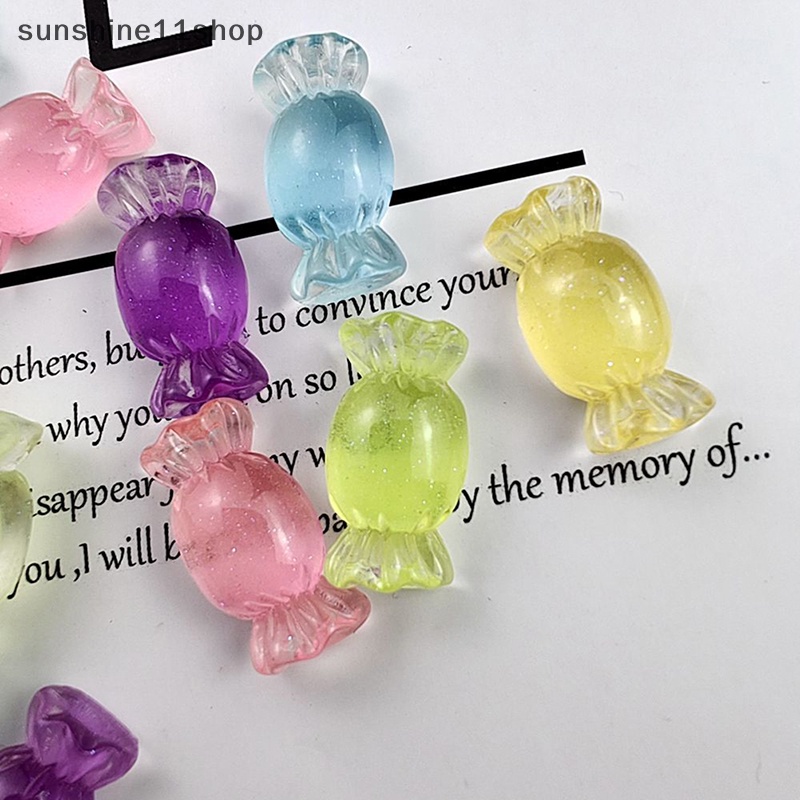 Sho 5PCS Luminous Candy Resin Dekorasi Mobil DIY Miniatur Ornamen Hadiah Membuat Perhiasan N