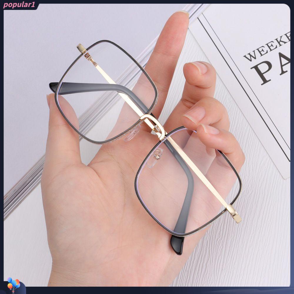 Populer Vintage Kacamata Persegi Visi Perawatan Wanita Fashion Anti-Letih Berlian Studded Eyewear