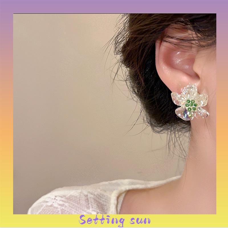 Anting Bunga Bahan Akrilik Korea Lucu Fashion Gaya Untuk Wanita TN