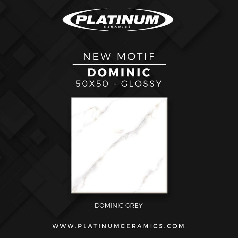 KERAMIK LANTAI 50X50 DOMINIC GREY / PLATINUM/GLOSSY /KW1