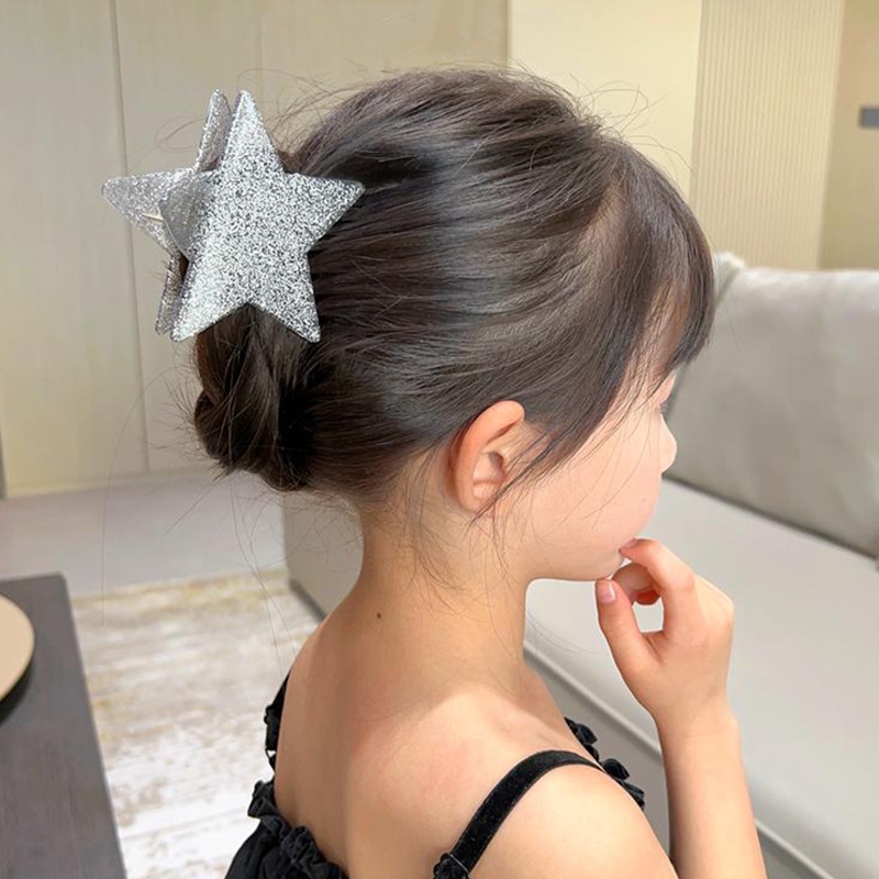 Gadis Pentagram Y2k Fashion Shiny Bintang Berujung Lima Rambut Klip Cakar/Koren INS Trendi Jepit Kecil/Manis Keren Hiu Klip/Temperamen Rasa Senior Aksesoris Rambut