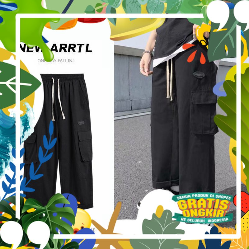 Celana cargo korea style kargo panjang pria celana gombrong cowok Celana banyak saku keren  cargo ba