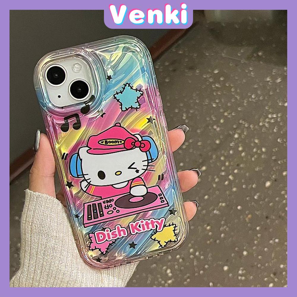 VENKI - Untuk iPhone 11 iPhone Case Laser Reflektif Bening Phone Case TPU Soft Shockproof Airbag Case Cute Kartun Kucing Kompatibel dengan iPhone 14 13 Pro Max 12 Pro Max XR 7 8PLus