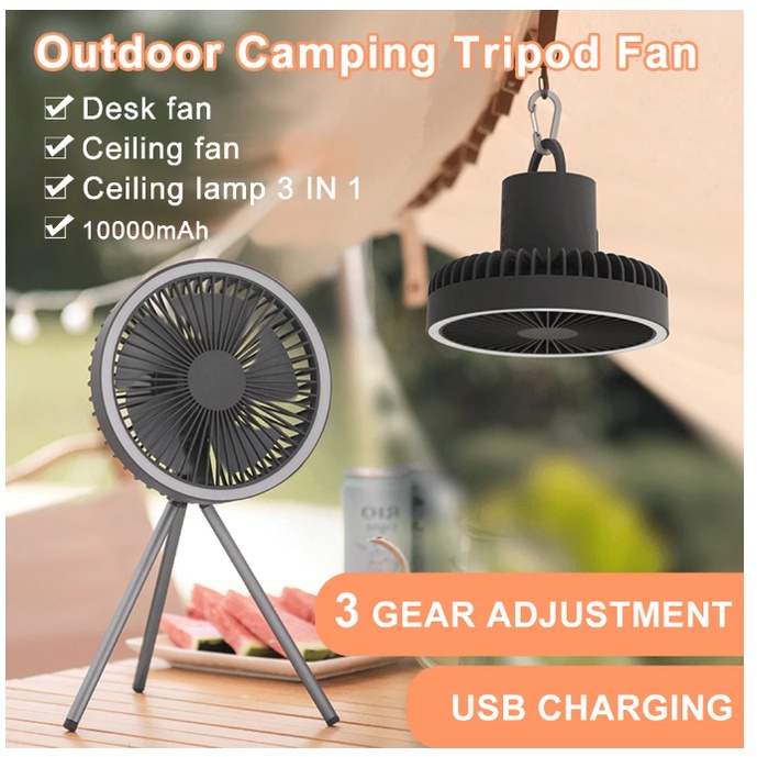 Kipas Angin Camping Led Outdoor Camping Fan Tripod Portable