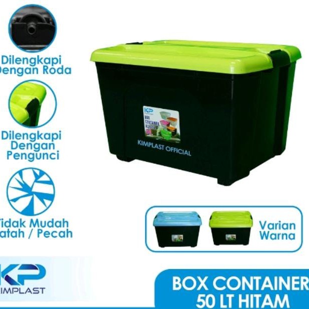 Box Container Kimplast/Gunplass 50liter Ada Roda - warna random