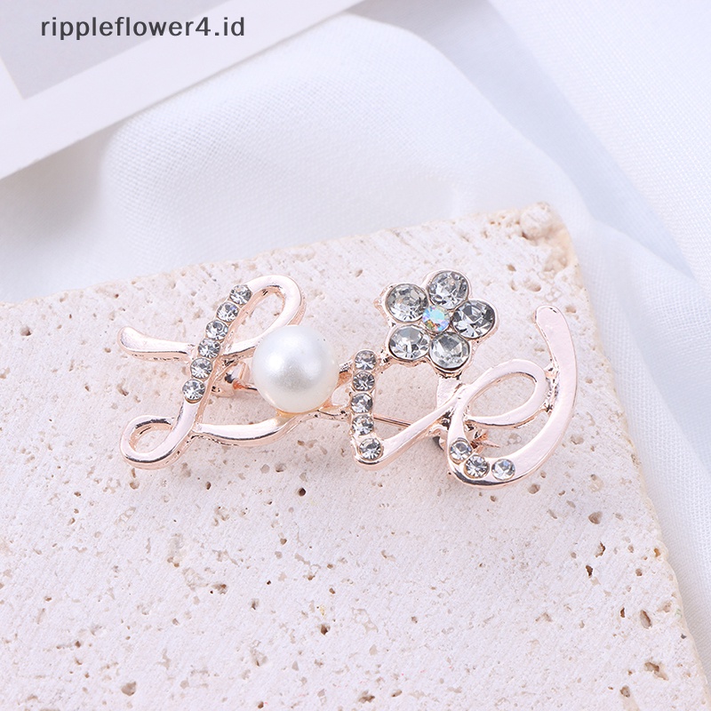 {rippleflower4.id} Bros Cinta Berlian Imitasi Untuk Wanita Surat Pesta Kantor Bros Pin Aksesoris Perhiasan Lucu Valene Hadiah Hari~