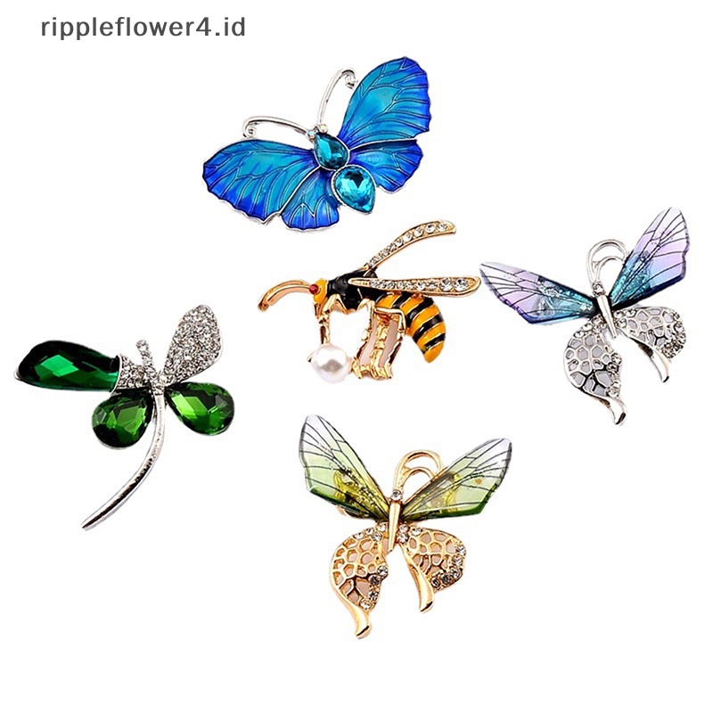 {rippleflower4.id} Fashion Serangga Kupu-Kupu Bros Wanita Pakaian Pesta Pernikahan Perhiasan Aksesoris Kerah Pin Hadiah~
