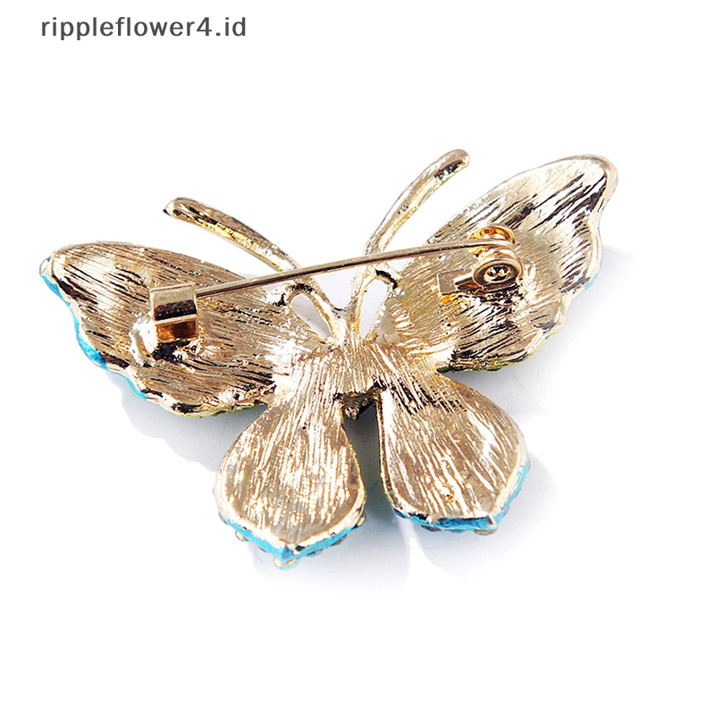 {rippleflower4.id} Bros Kupu-Kupu Berlian Imitasi Fashion Untuk Wanita Pesta Pernikahan Brooch Pin Hadiah~