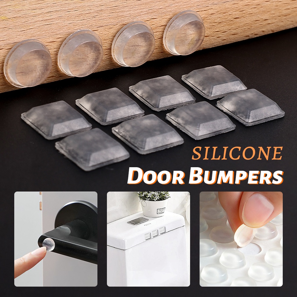 Bumper Pintu Lemari Bening Perekat Diri Silikon Door Stopper Bulat Persegi Karet Peredam Peredam Shock Penyerap Perlindungan Dinding Non Slip Furniture Pads Untuk Lemari Laci Toilet