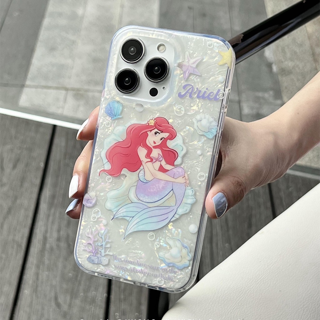 Ins Mermaid Princess Cocok Untuk iPhone 14 Pro Max Casing Ponsel iPhone Double-layer Pola Dicetak Kompatibel Dengan Iphone13 13pro 13prm iPhone 11 11pro 14plus 12Pro Max Shockproof TPU Phone Case