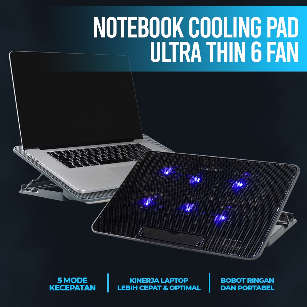 SeGB Notebook Cooling Pad Laptop Ultra Thin Radiator Cooler Base 6 Fan - S6
