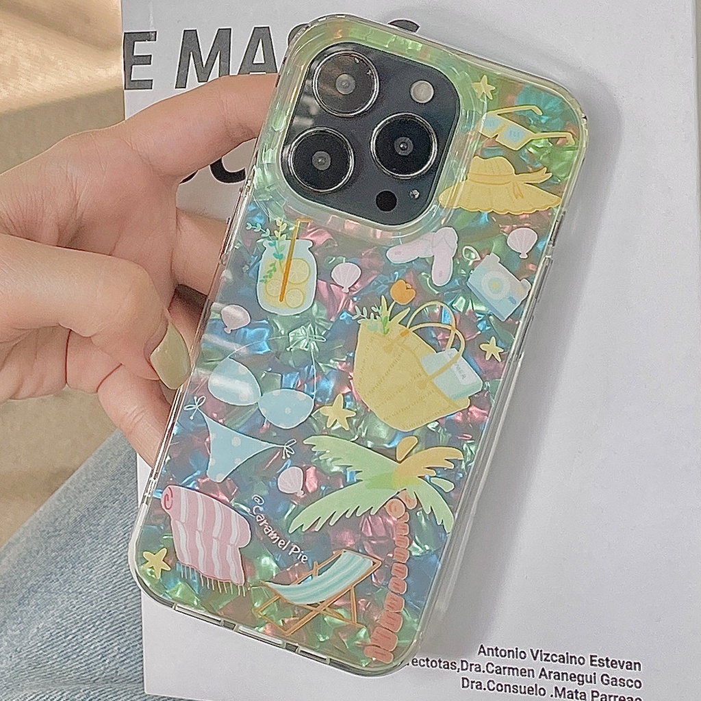 Ins Gaya Musim Panas Cocok Untuk iPhone 14 Pro Max Casing Ponsel iPhone Double-layer Pola Dicetak Kompatibel Dengan Iphone13 13pro 13prm iPhone 11 11pro 14plus 12Pro Max Shockproof TPU Phone Case