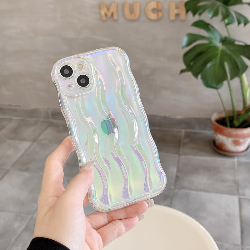 Shine Colorful Clear Water Wave Soft TPU Case iP iPhone 12 13 14 Pro Max 11 Girl Woman New FTD Casing Apple