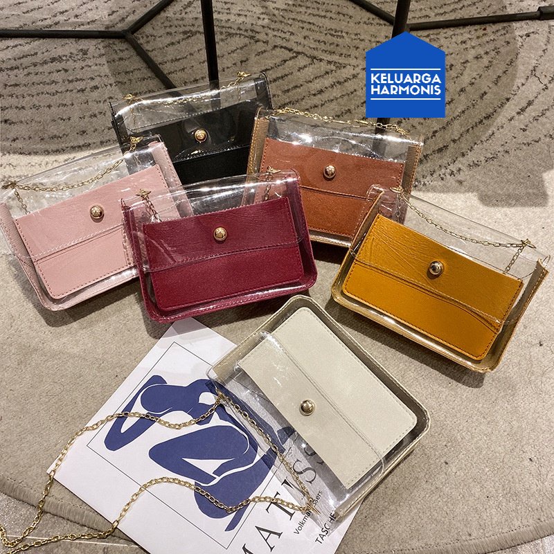 KH Tas Korea Selempang Jelly Motif Magnet Tali Rantai Tas Bahu Fashion Terbaru A23