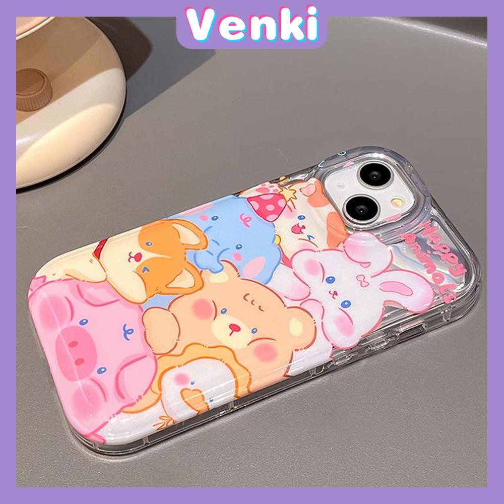 VENK I- Untuk iPhone 11 iPhone Case Laser Reflektif Bening Phone Case TPU Soft Shockproof Airbag Phone Case Lucu Kartun Kompatibel dengan iPhone 14 13 Pro max 12 Pro Max XR XR 7 8Plus