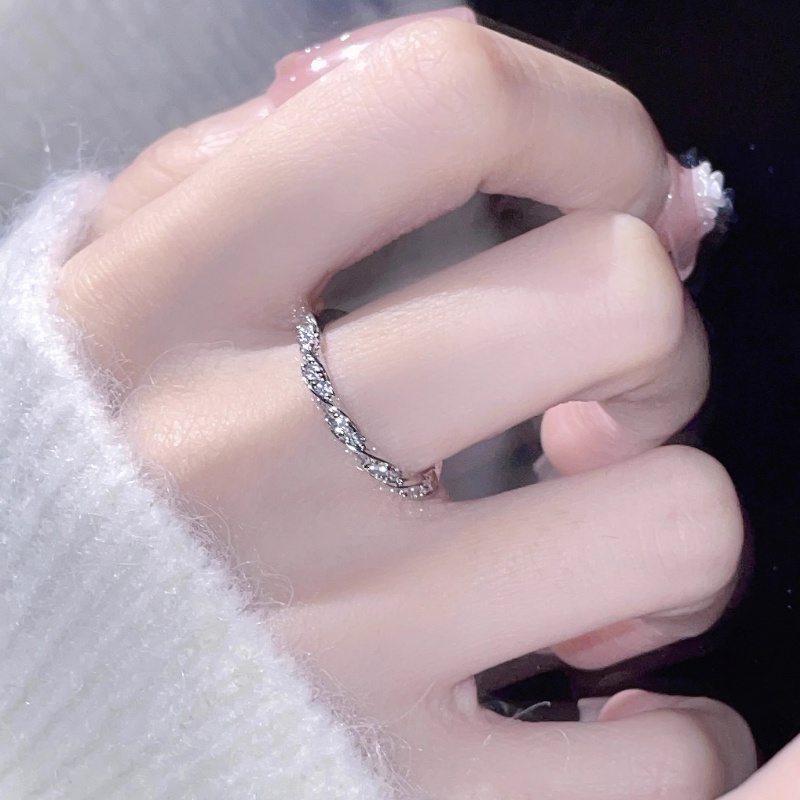 Roselife Indah S925 Perak Berkilau Zirkon Memutar Mengepang Cincin Untuk Wanita Perempuan Elegan Engagment Pernikahan Jari Cincin Korea Fashion Perhiasan Hadiah