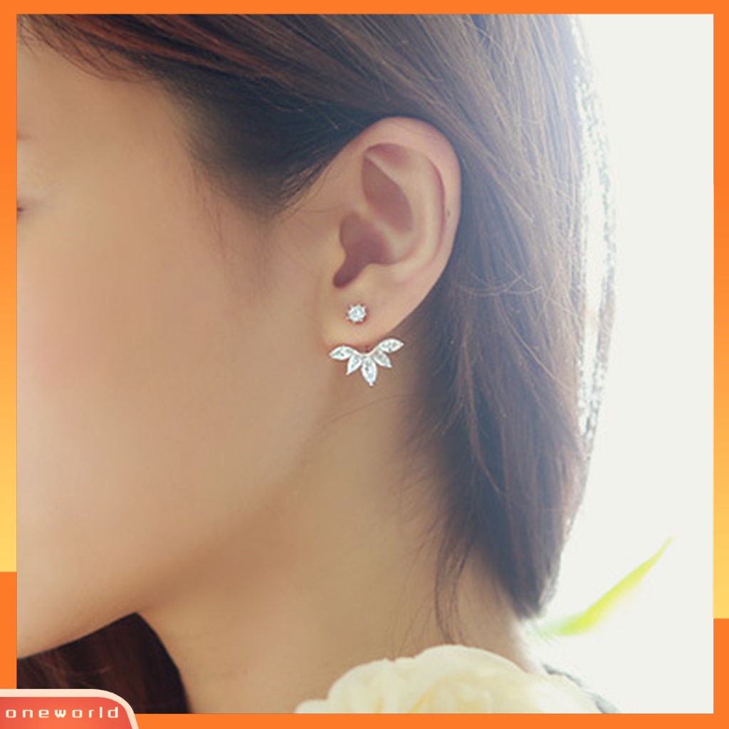 [WOD] 1pasang Nice-looking Ear Studs Paduan Praktis Bentuk Bunga Berlian Imitasi Wanita Anting Perhiasan Aksesori