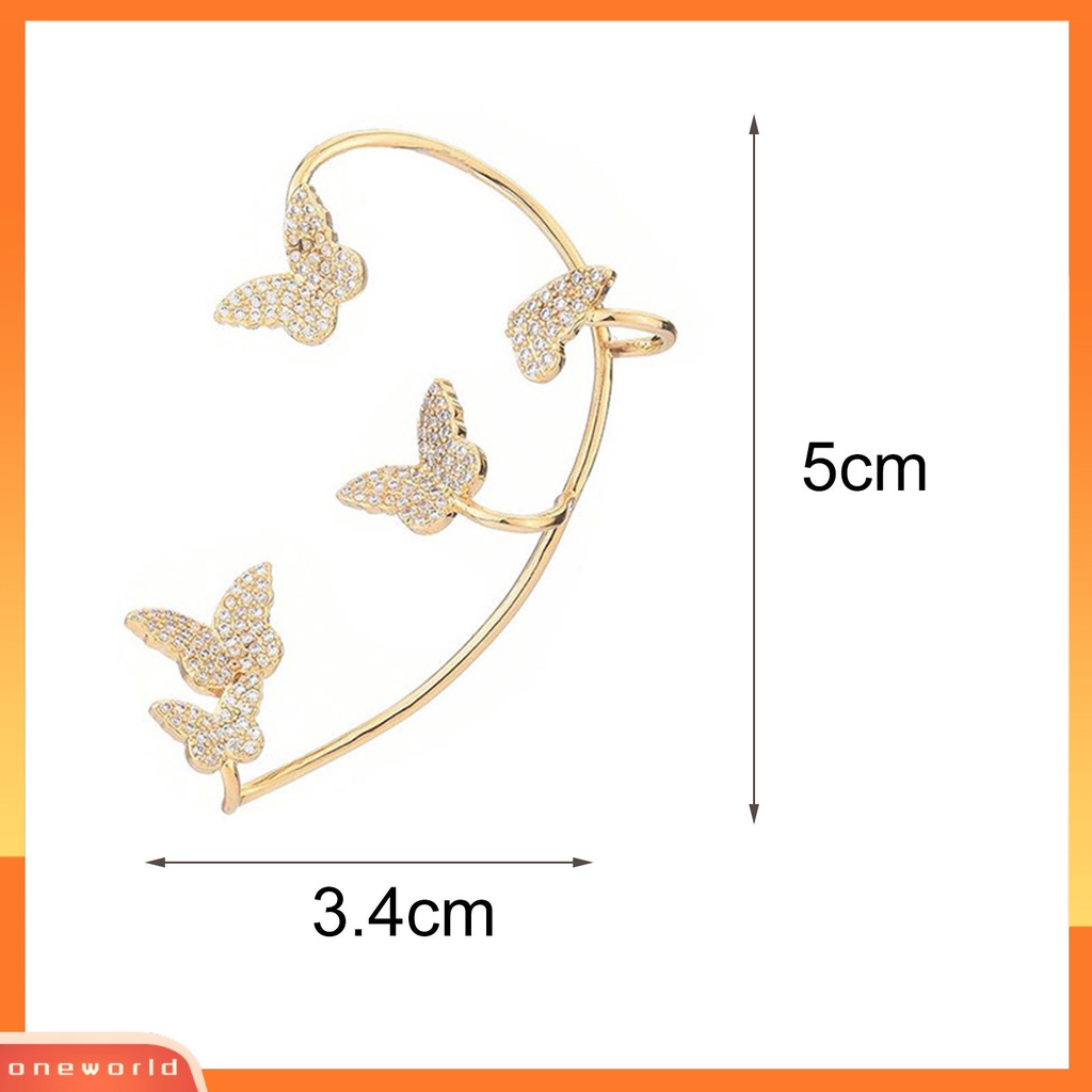 [WOD] 1pc Klip Anting Butterfly Rhinestones Perhiasan Simple Halus Manset Telinga Untuk Pernikahan