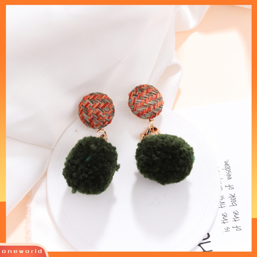 [WOD] Musim Dingin Manis Wanita Pompom Menjuntai Drop Ear Stud Earrings Perhiasan Hadiah Teman