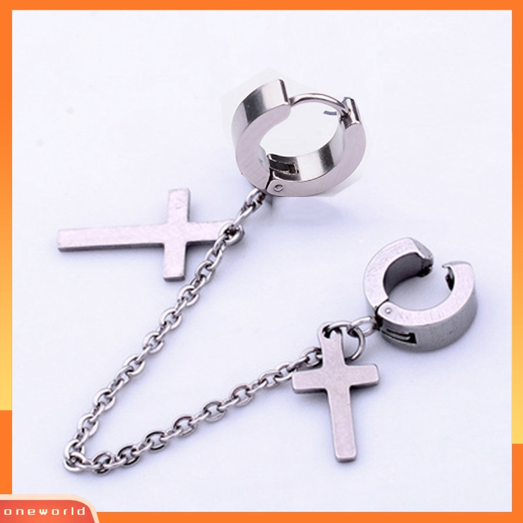 [WOD] 1pc Punk Hip Hop Rantai Logam Telinga Manset Kreatif Salib Rumbai Pria Anting Perhiasan Aksesoris