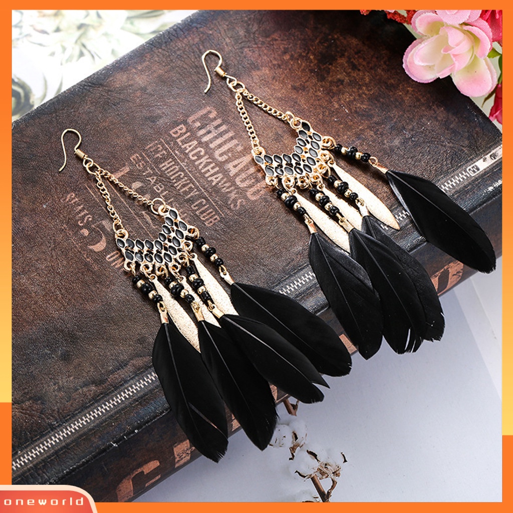 [WOD] 1pasang Anting Wanita Gaya Bohemia Etnik Bulu Sintetis Indah Lady Menjuntai Anting Untuk Perjamuan