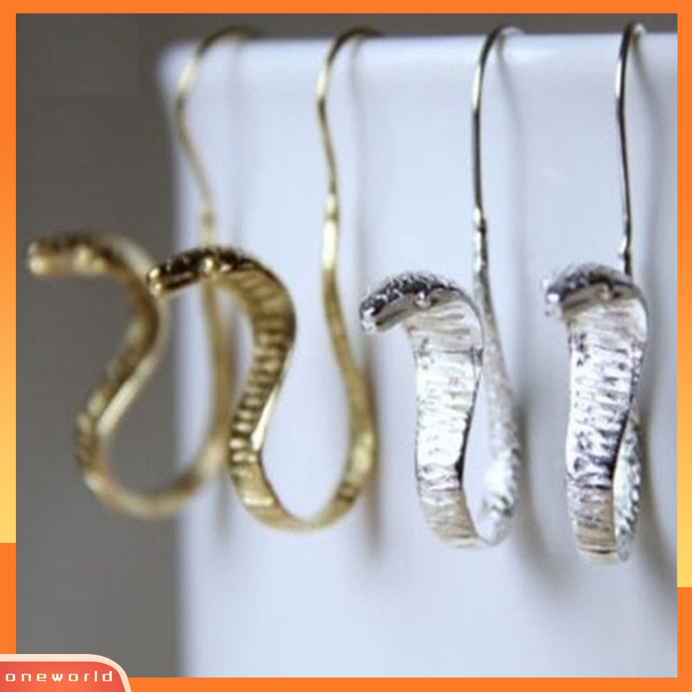 [WOD] Vintage Wanita Ukir Cobra Ular Menjuntai Liontin Menjuntai Kait Anting Perhiasan