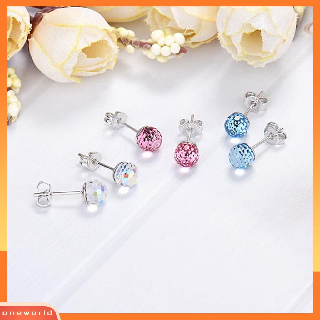 [WOD] Fashion Wanita Desain Bola Kristal Imitasi Ear Stud Earrings Perhiasan Hadiah Aksesori