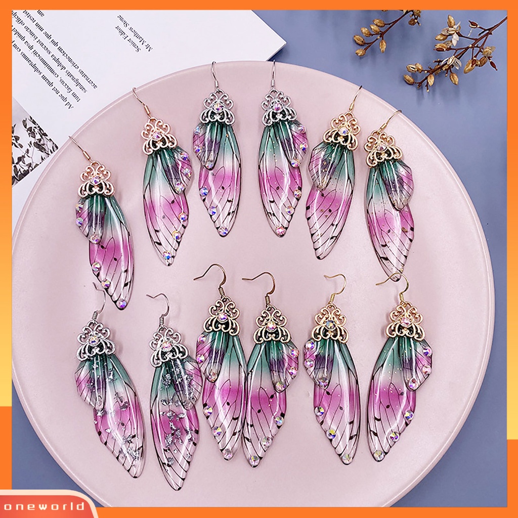 [WOD] Anting Fashion Wanita Berlian Imitasi Serangga Sayap Kupu-Kupu Ear Hook Perhiasan Hadiah