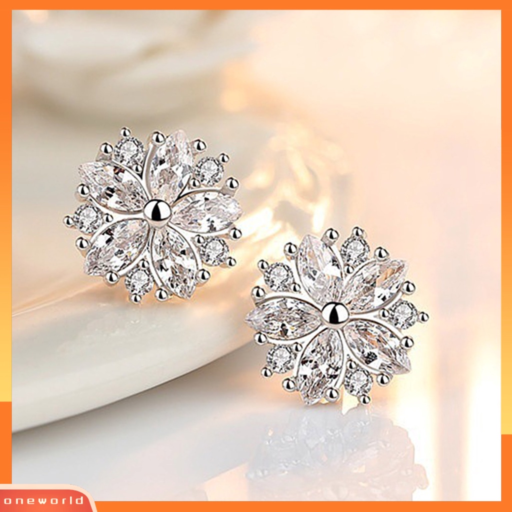 [WOD] 1pasang Anting Pejantan Cherry Dekorasi Perhiasan Sparkling Bentuk Bunga Stud Earrings Hadiah Ulang Tahun