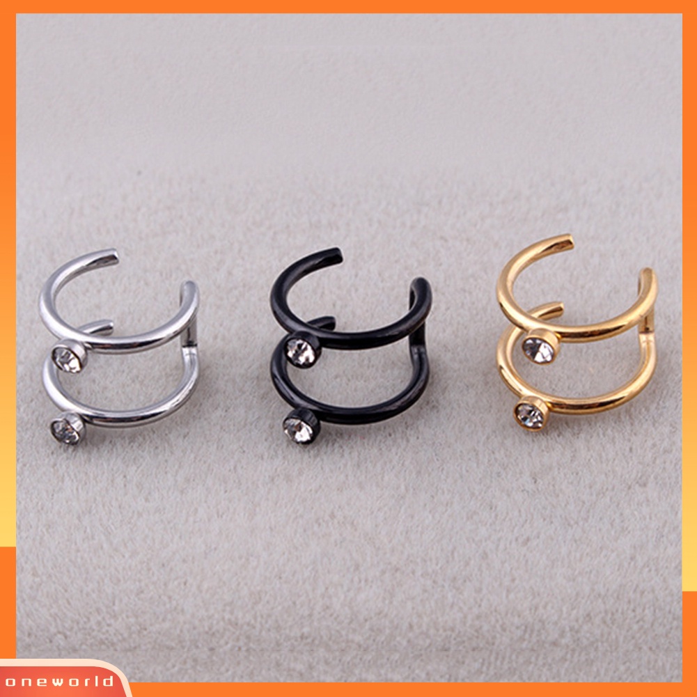 [WOD] 1pc Wanita Berlian Imitasi Hias Helix Tulang Rawan Telinga Manset Tanpa Tindik Klip On Earring