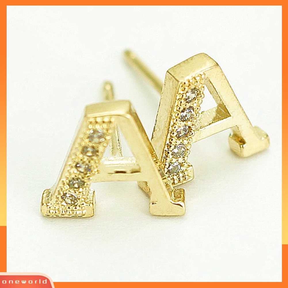 [WOD] Fashion Wanita Berlian Imitasi Bertatahkan Huruf Inggris Ear Stud Earrings Perhiasan Hadiah