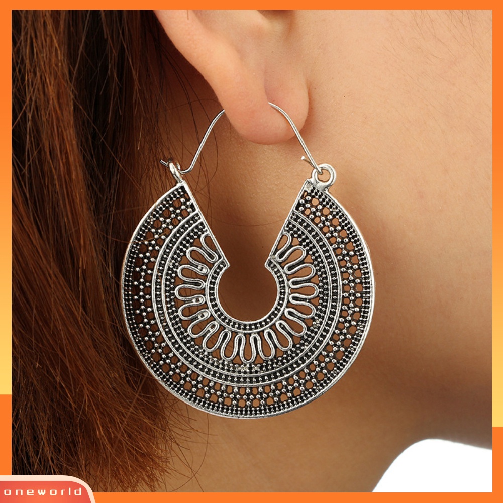 [WOD] Wanita Bentuk C Berongga Hoop Anting Vintage Pesta Club Pub Cocktail Perhiasan Hadiah