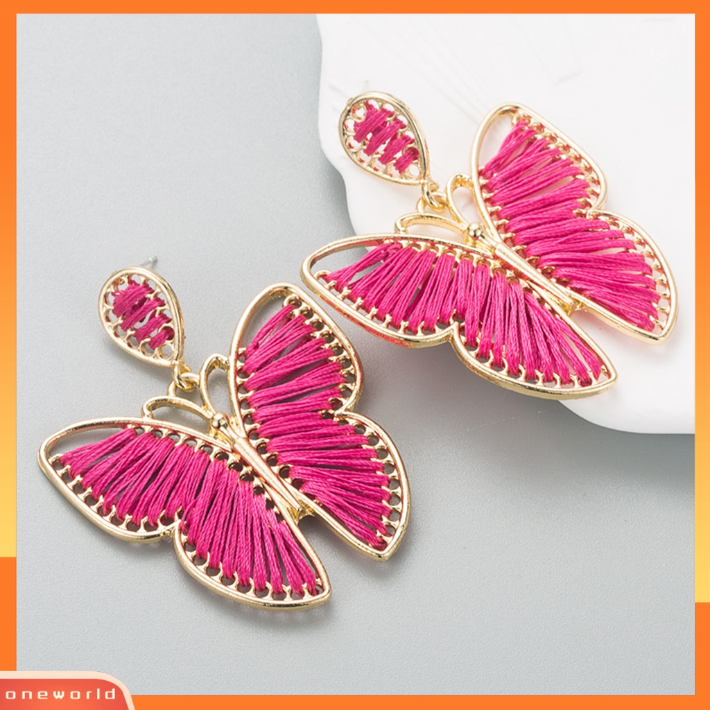 [WOD] 1pasang Drop Earring Indah Elegan Gaya Boho Warna-Warni Desain Kupu-Kupu Anting Wanita Untuk Pacaran