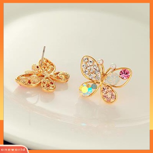 [WOD] Wanita Fashion Chic Indah Berlian Imitasi Berongga Kupu-Kupu Telinga Stud Earrings Perhiasan