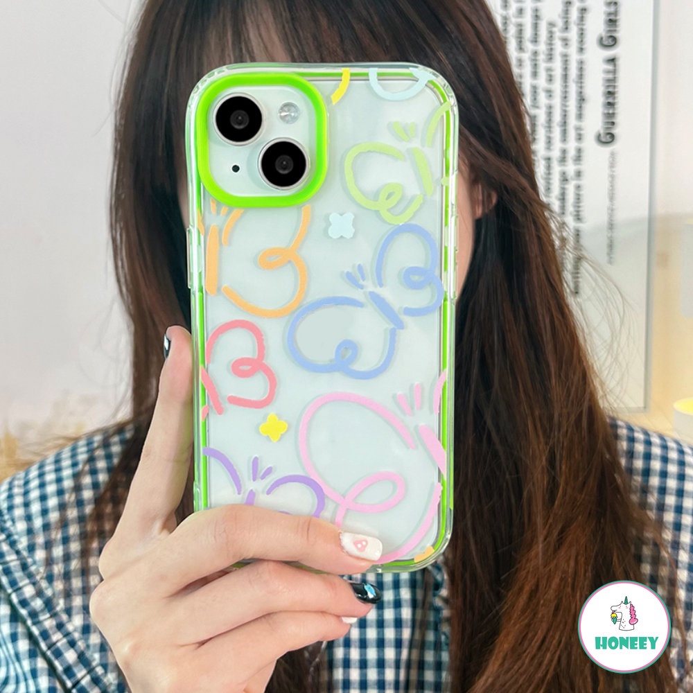 Casing Kupu-Kupu Bening Untuk iPhone 11 Pro Max Case Untuk iPhone 14 Pro 13 12 Pro Max7 8plus XS XR Frame Hijau Neon 3-in-1 Penutup Belakang