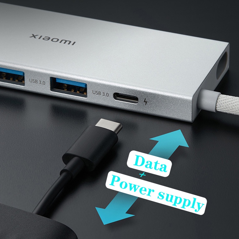 Xiaomi Type-C Docking Station 5in1 USB High Transmission Adapter HDMI Banyak Antarmuka Converter Untuk Splitter Garis Komputer