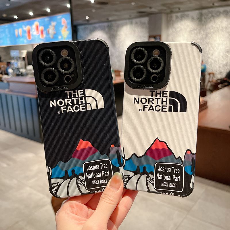 Black &amp; White The North Face Soft Silicon Case HP iP iPhone 6 6S 7 8 14 + Plus SE 2020 2022 X XS XR 11 12 13 Pro Max New FTD Casing Apple