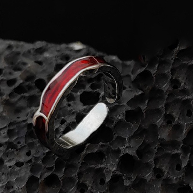 Cincin Pembukaan Kupu-Kupu Merah Aksesoris Kepribadian Mewah Cahaya Retro