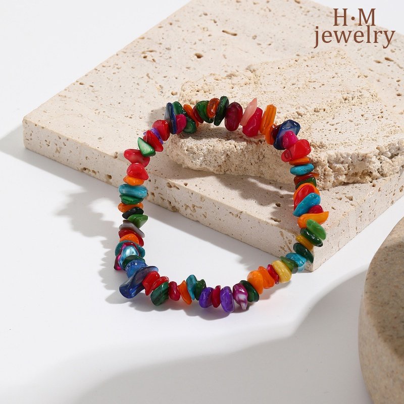 Bohemian Colorful Stone Bracelet Summer Ornament Gelang Batu Alam