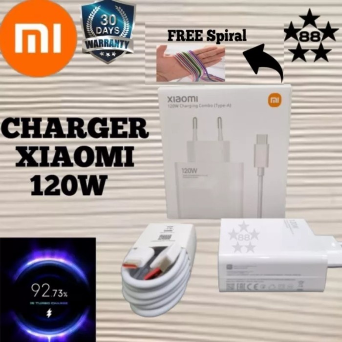 Charger Xiaomi 120W Xiaomi Turbo Charger Fast Charging Original - putih 120W
