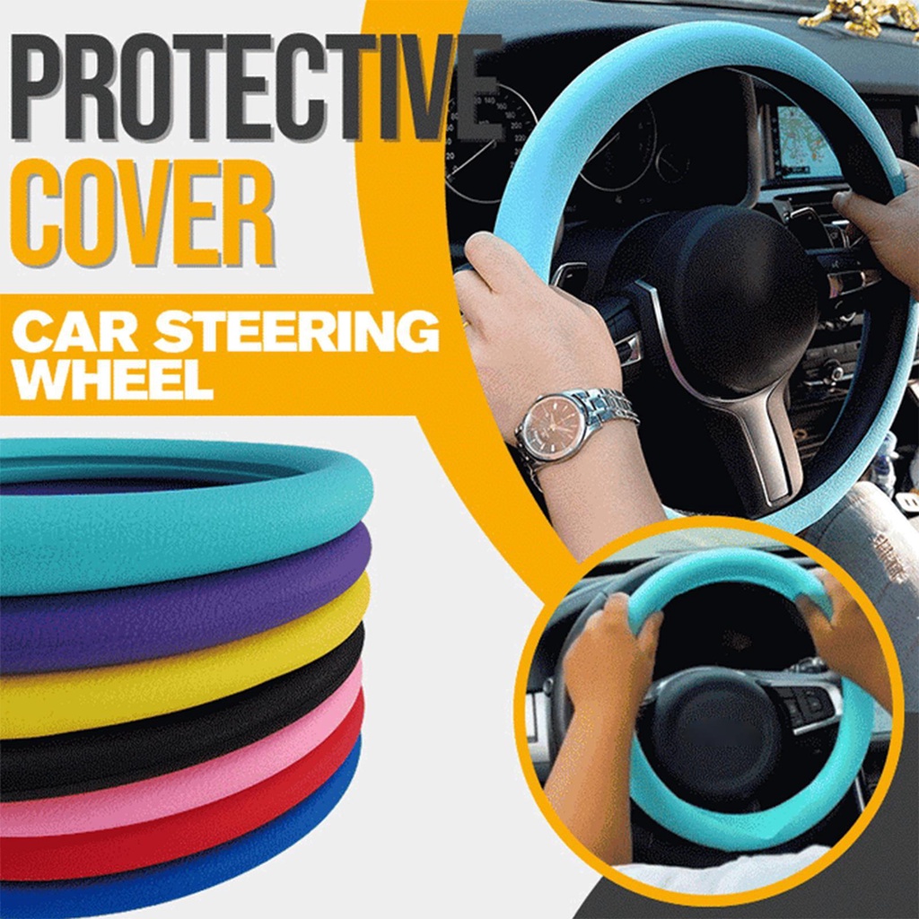 Universal Car Steering Wheel Silicone Cover Lembut Tahan Aus Non-slip Setir Pelindung Case Aksesoris Mobil