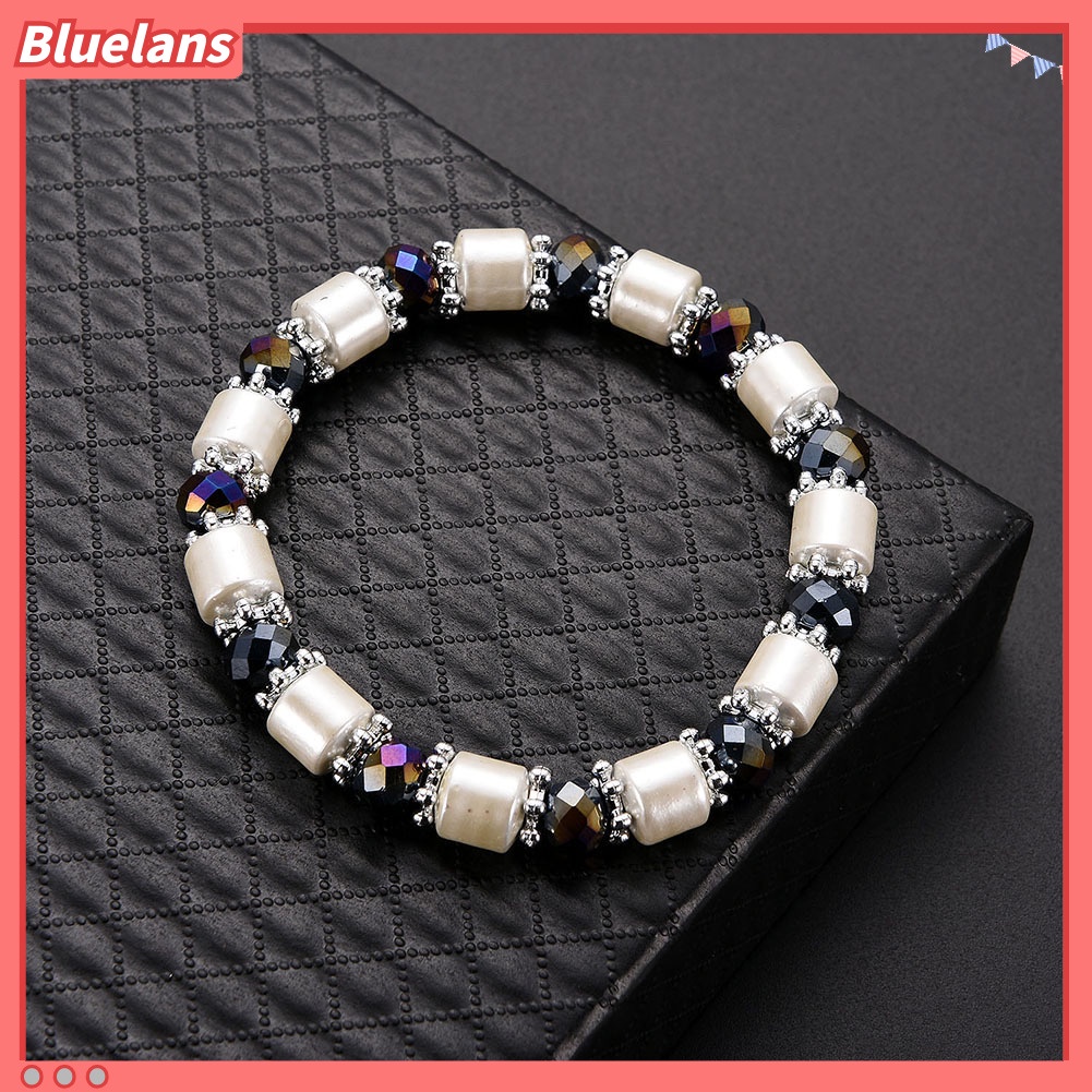 [BLS] Gelang Rantai Manik-Manik Hematite Imitasi Elegan Wanita Pesona Perhiasan Pergelangan Tangan Dekorasi Hadiah